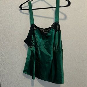 Lane Bryant Hunter Green Camisol with Black Lace sz 18